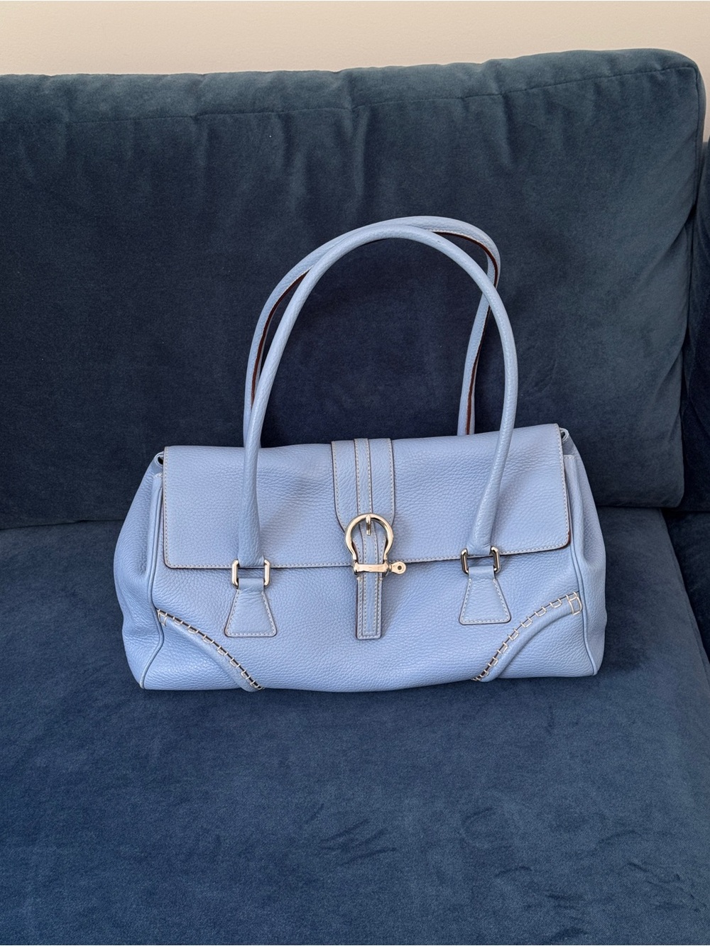 Burberry Light Blue Satchel Shoulder Bag